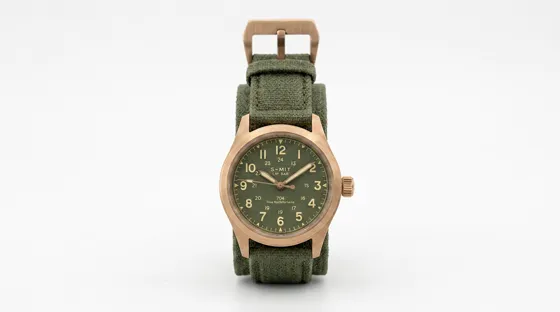 Product shot of a watch on a plain background, with the scene and actor gone